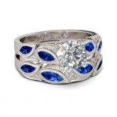 Jeulia Vintage Milgrain Round Cut Sterling Silver Ring Set