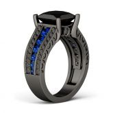 Jeulia Black Vintage Princess Cut Sterling Silver Ring