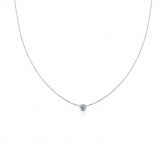 Simple Round Cut Stone Pendant Sterling Silver Necklace