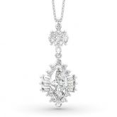 Jeulia Dazzling Halo Marquise Cut Sterling Silver Necklace