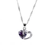 Jeulia Heart Cut Sterling Silver Pendant Necklace