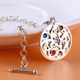 Family Tree Engraved Bracelet with Birthstones Sterling Silver