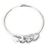 Jeulia Bangle Bracelet with Heart Shape Pendants in Sterling Silver