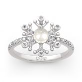 Jeulia Snowflake Cultured Pearl Sterling Silver Ring