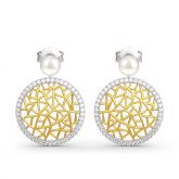 Jeulia Modern Filigree Cultured Pearl Sterling Silver Earrings