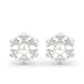 Jeulia Snowflake Cultured Pearl Sterling Silver Stud Earrings
