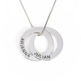 Jeulia Russian Ring Engraved Necklace With 2 Rings Sterling Silver