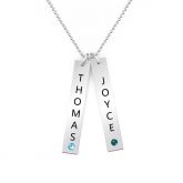 Jeulia Engraved Vertical Bar Necklace With Stones Sterling Silver
