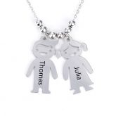 Jeulia Engraved Children Charms Sterling Silver Mother's Necklace