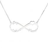 Jeulia Heart Shape Three Name Infinity Necklace Sterling Silver
