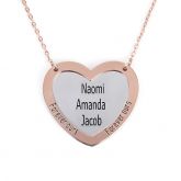 Jeulia Engraved Double Heart Sterling Silver Necklace