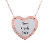 Engraved Double Heart Sterling Silver Necklace