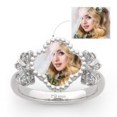 Jeulia "Lucky Filled of My Life" Sterling Silver Personalized Photo Ring