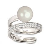 Jeulia Contemporary Design Created Pearl Sterling Silver Ring