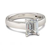 Milgrain Emerald Cut Sterling Silver Ring