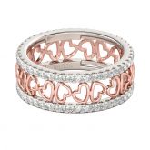 Jeulia Two Tone Heart Sterling Silver Women's Band