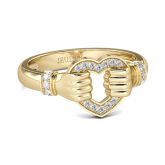 Jeulia Gold Tone Heart Design Sterling Silver Cocktail Ring
