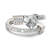 Jeulia "The Arrow of Cupid" Heart Cut Sterling Silver Ring