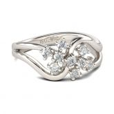 Jeulia Floral Split Shank Round Cut Sterling Silver Ring