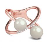 Jeulia Crossover Cultured Pearl Sterling Silver Ring