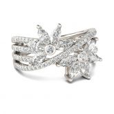 Jeulia Split Shank Flower Round & Marquise Cut Sterling Silver Ring