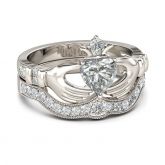 Jeulia Simple Crown Claddagh Sterling Silver Ring Set
