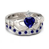 Jeulia Crown Heart Cut Claddagh Ring Set