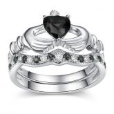 Jeulia Classic Sterling Silver Claddagh Ring Set