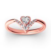 Jeulia Heart V Shape Sterling Silver Ring