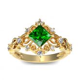 Jeulia Vintage Princess Cut Sterling Silver Ring
