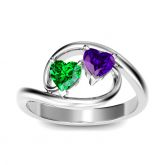 Jeulia Two Stone Bypass Heart Cut Sterling Silver Ring