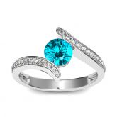 Jeulia Bypass Round Cut Sterling Silver Ring