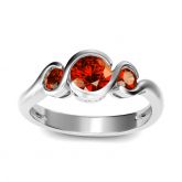 Jeulia Three Stone Round Cut Sterling Silver Ring