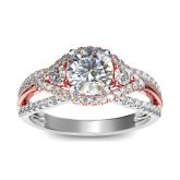 Jeulia Halo Round Cut Sterling Silver Ring