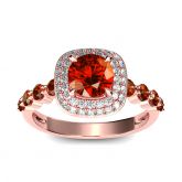 Jeulia Halo Round Cut Sterling Silver Ring