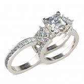 Jeulia Unique Princess Cut Sterling Silver Interchangeable Ring Set