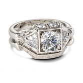 Jeulia Vintage Milgrain Round Cut Sterling Silver Ring Set