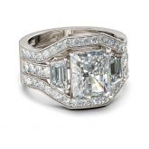 Jeulia 3PC Radiant Cut Sterling Silver Ring Set