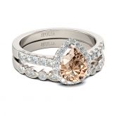 Jeulia Halo Milgrain Pear Cut Sterling Silver Ring Set