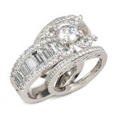 Jeulia Butterfly Design Round Cut Sterling Silver Ring Set