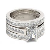Jeulia 3PC Radiant Cut Sterling Silver Ring Set