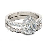 Jeulia Halo Milgrain Pear Cut Sterling Silver Ring Set
