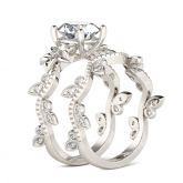 Jeulia Floral Design Round Cut Sterling Silver Ring Set