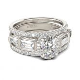 Jeulia Halo Oval Cut Sterling Silver 3PC Ring Set