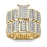 Jeulia Cluster Round Cut Sterling Silver Ring Set