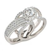 Jeulia Interchangeable Halo Round Cut Sterling Silver Ring Set
