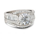 Jeulia Bridge Cushion Cut Sterling Silver Ring Set
