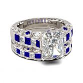 Art Deco Radiant Cut Sterling Silver Ring Set