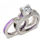 Jeulia Interchangeable Round Cut Sterling Silver Ring Set