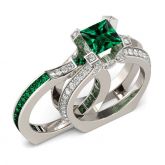 Jeulia Interchangeable Princess Cut Sterling Silver Ring Set
